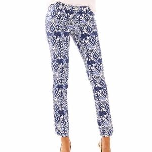 Lilly Pulitzer White/Navy Callahan Chino Pants Size 0